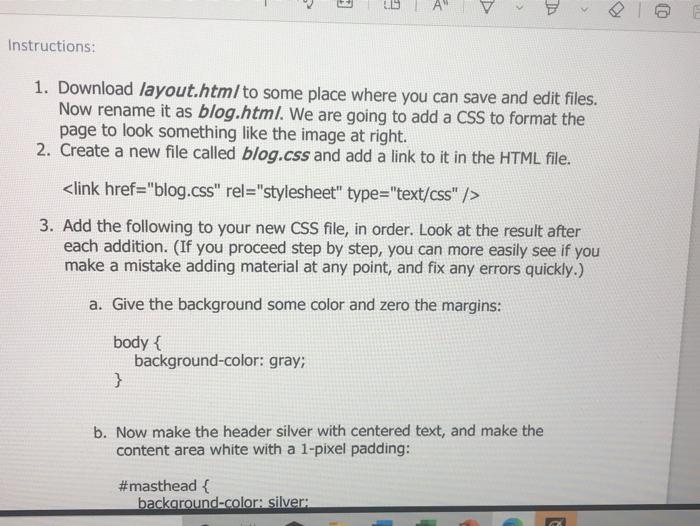 Solved Lab: Intro to CSS LAYOUT WITH CASCADING STYLE SHEETS | Chegg.com