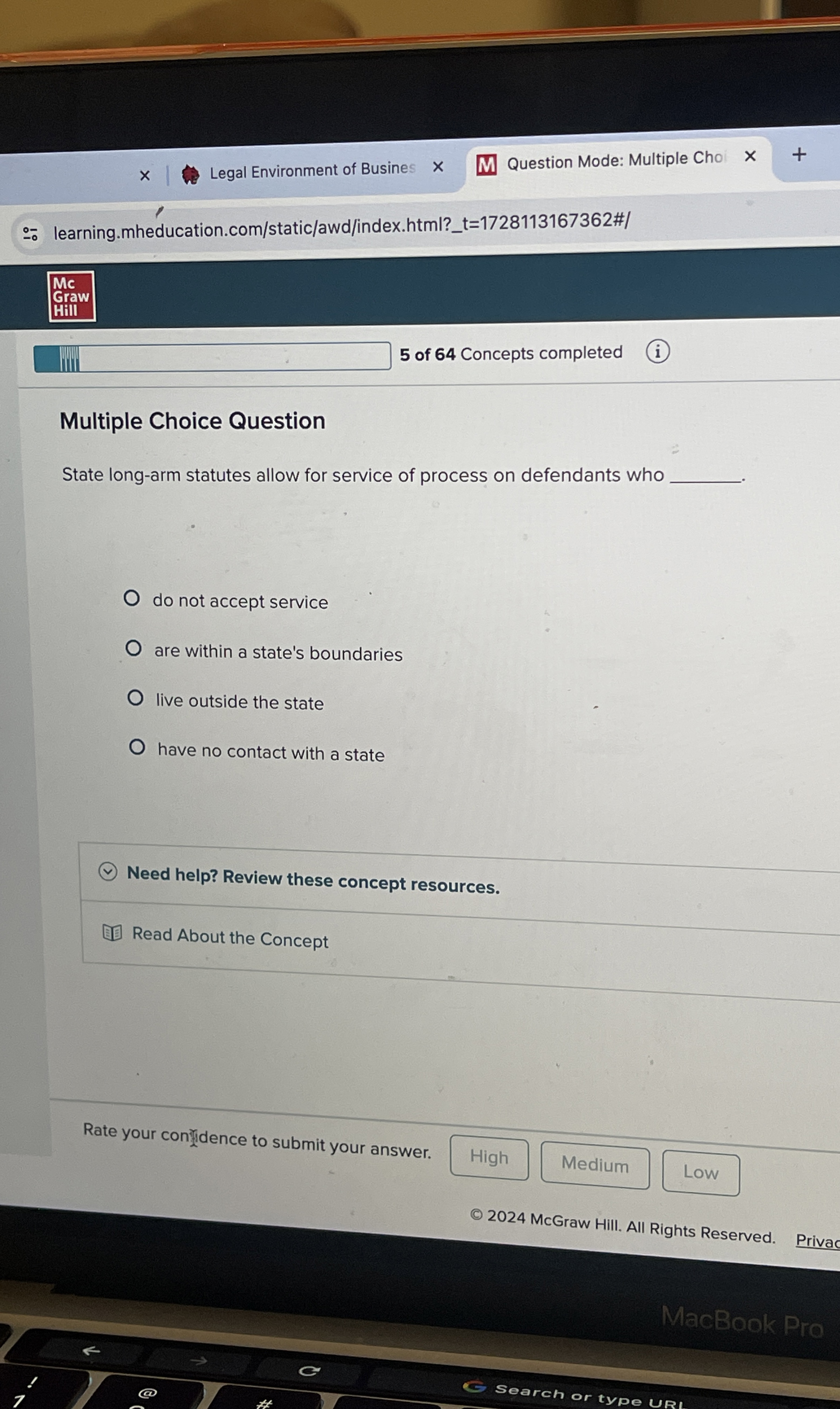 Solved Multiple Choice QuestionState longarm statutes allow