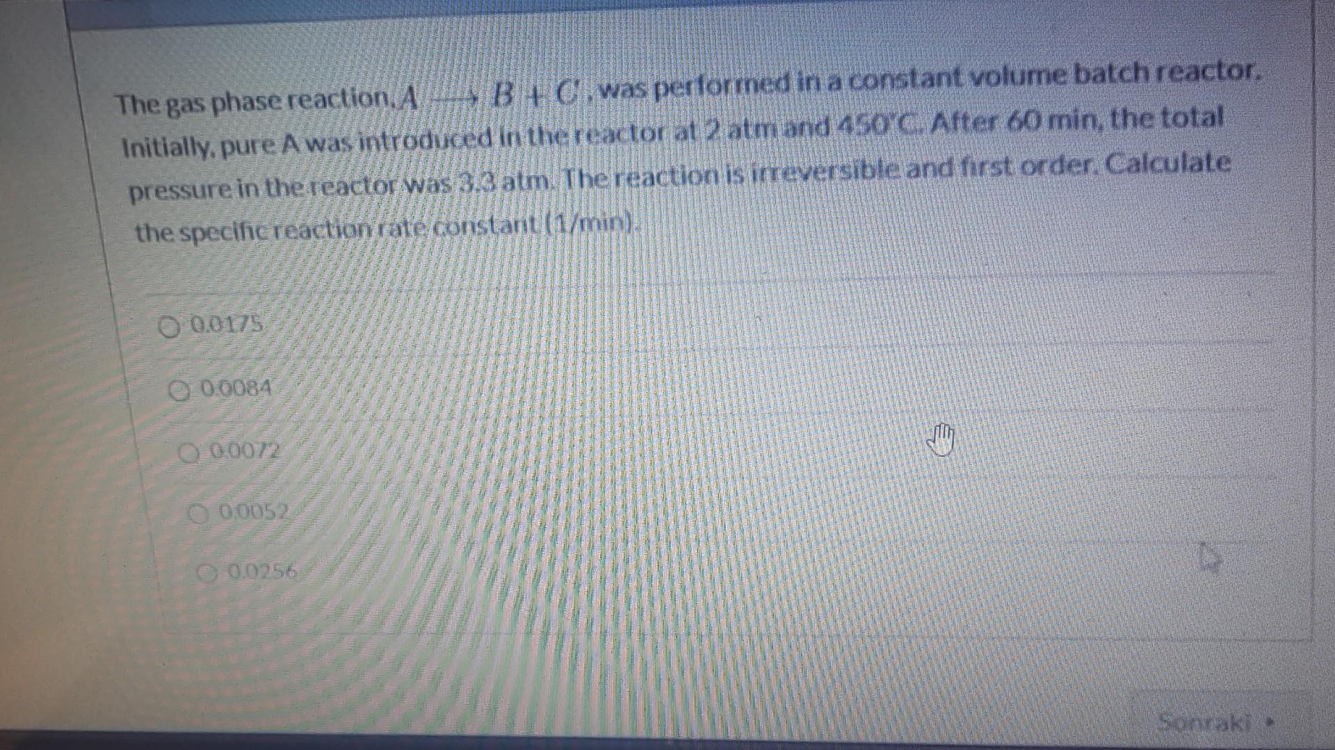 Solved The Gas Phase Reaction. A B B+C, Was Performed In A | Chegg.com