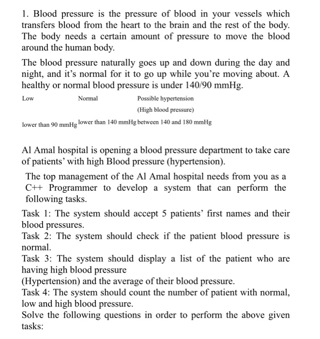 Solved 1. Blood pressure is the pressure of blood in your | Chegg.com