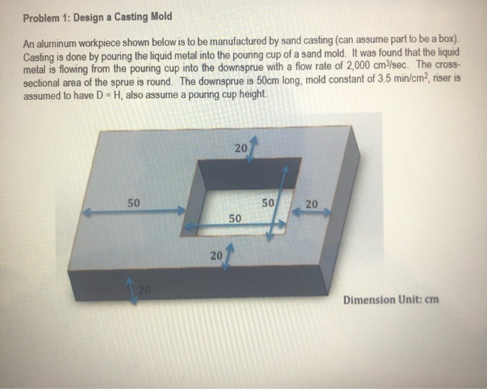 Solved Problem 1: Design a Casting Mold An aluminum | Chegg.com