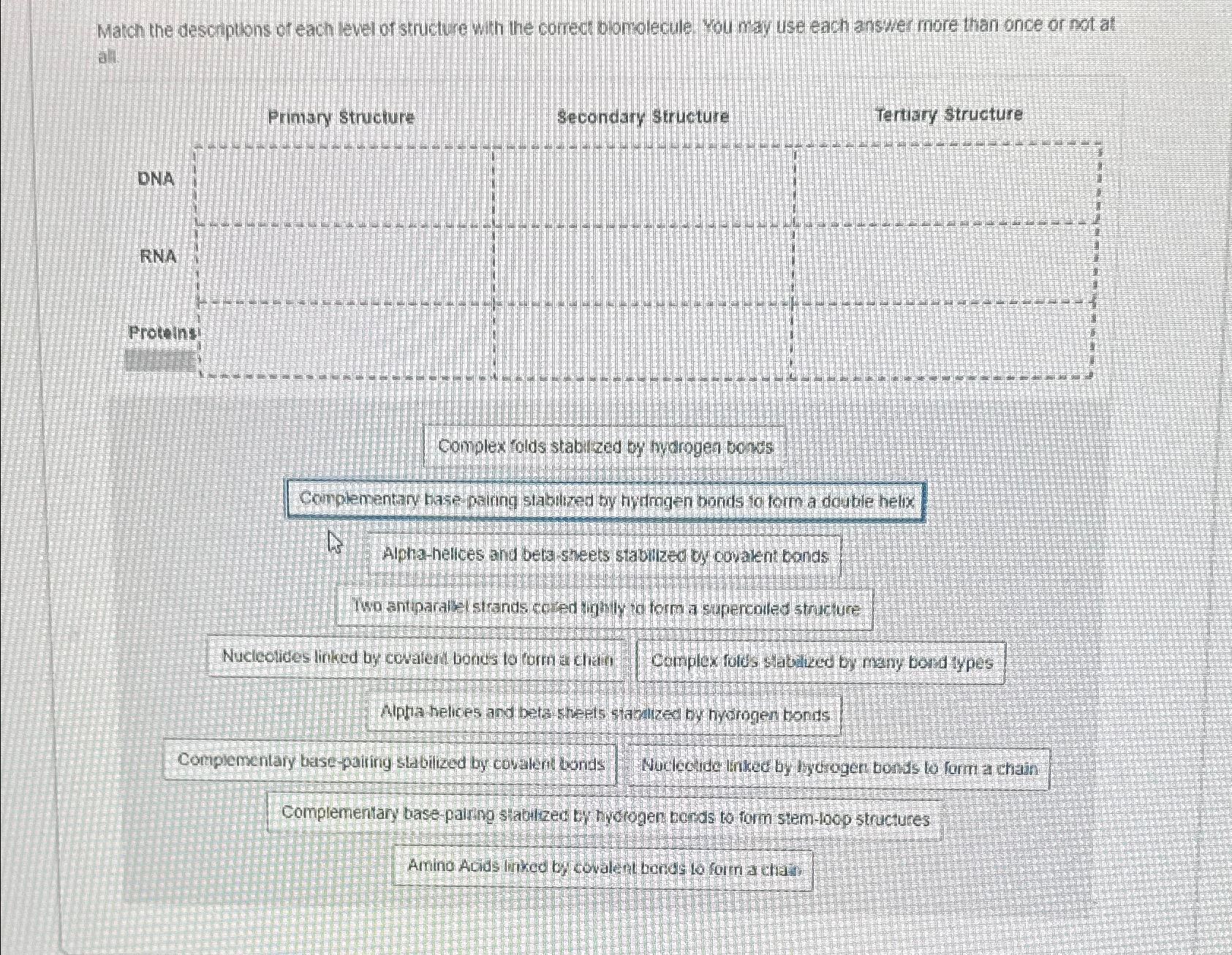 Solved Match the descriptons of each level of structure with | Chegg.com