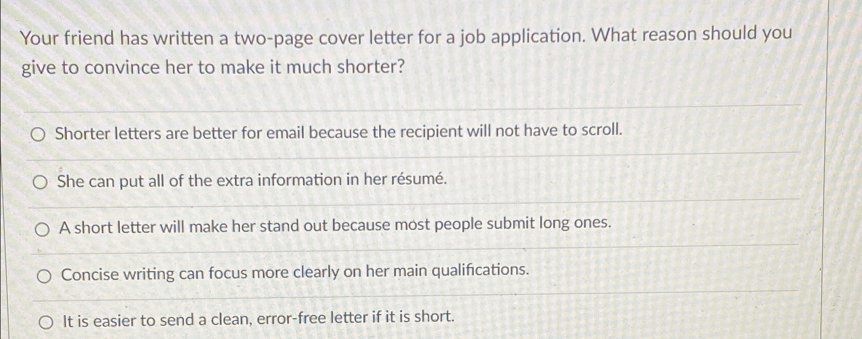 your friend has written a two page cover letter