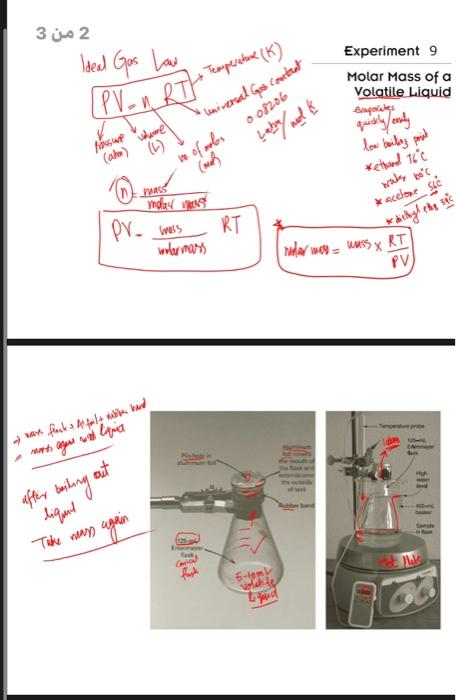 experiment 9 molar mass of a volatile liquid