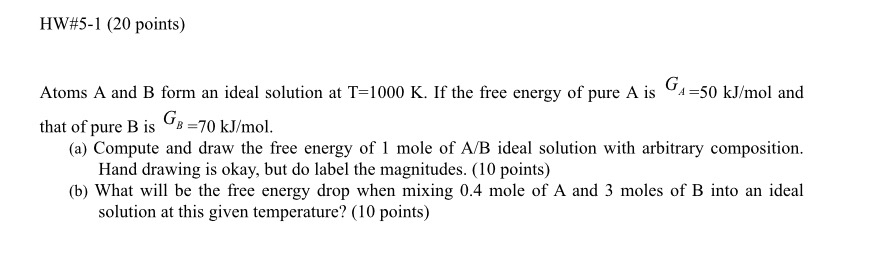 Solved HW#5-1 (20 ﻿points)Atoms A and B form an ideal | Chegg.com