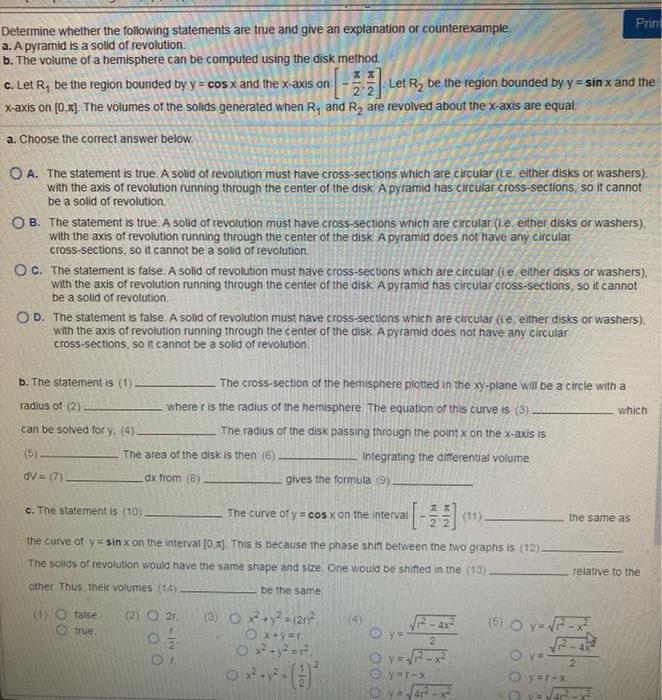 Solved Determine whether the following statements are true | Chegg.com