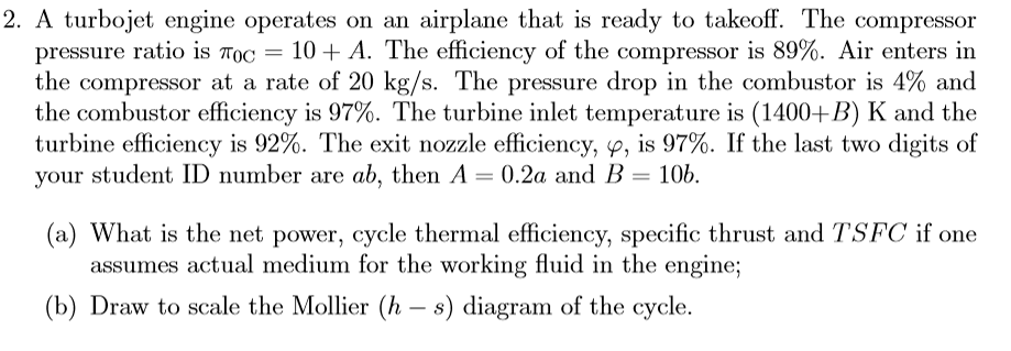 Solved A turbojet engine operates on an ﻿airplane that is | Chegg.com