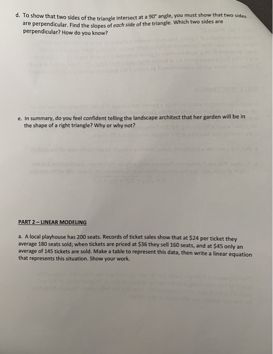 Part 1 Right Triangle A Landscape Architect Wants To Chegg 