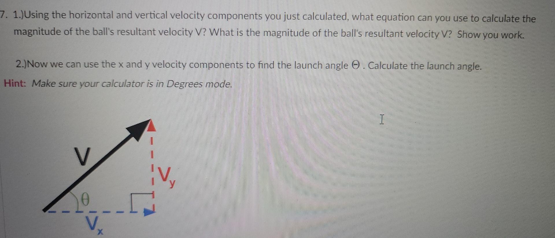 7. 1.)Using the horizontal and vertical velocity | Chegg.com