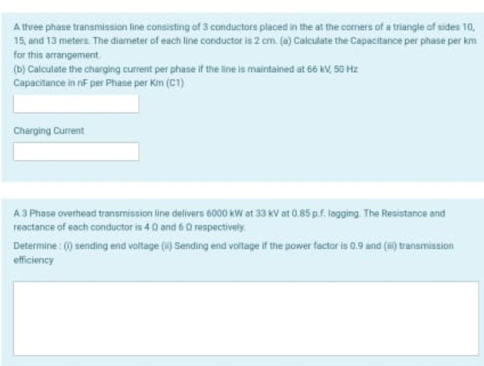 Solved A threu phase transmission line consisting of 3 | Chegg.com