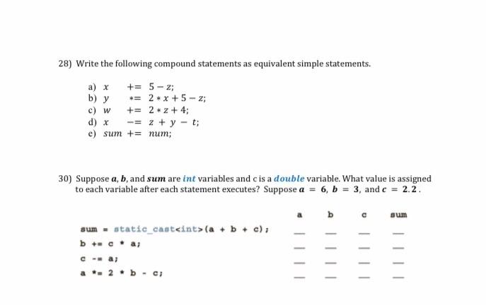 Solved 28) Write the following compound statements as | Chegg.com