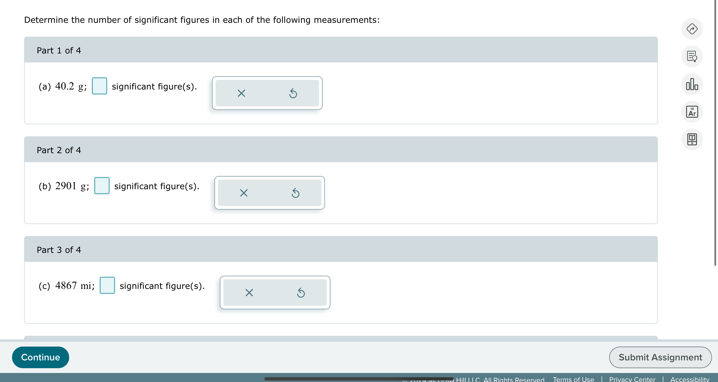 Solved Determine the number of significant figures in each | Chegg.com