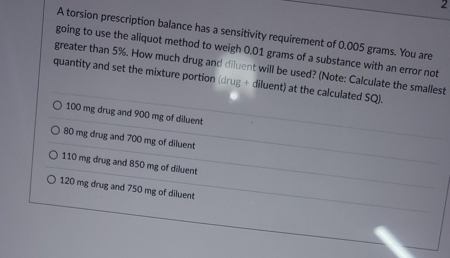 Solved A torsion prescription balance has a sensitivity