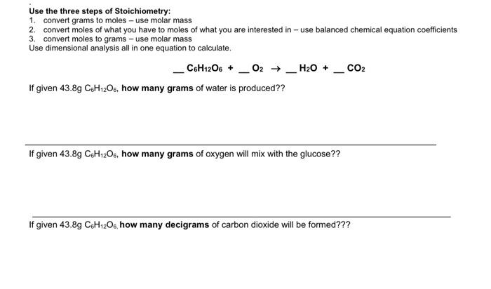Solved Use The Three Steps Of Stoichiometry 1 Convert Chegg Com