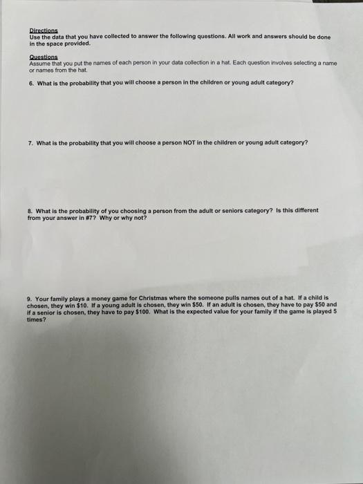 Solved Math 10-Project 1 Directions. In this project, you | Chegg.com