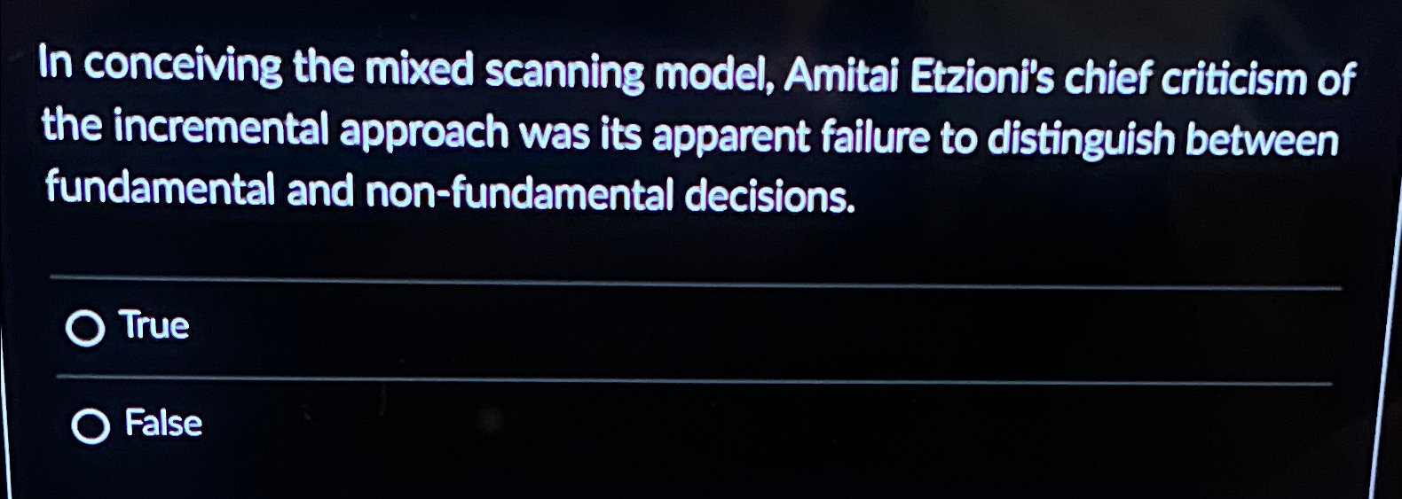 Solved In conceiving the mixed scanning model, Amitai