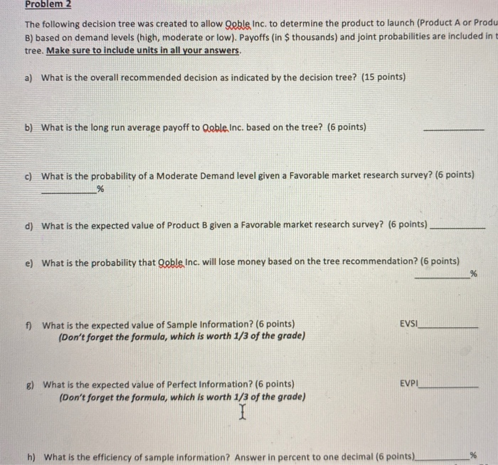 Solved Problem 2 The following decision tree was created to | Chegg.com