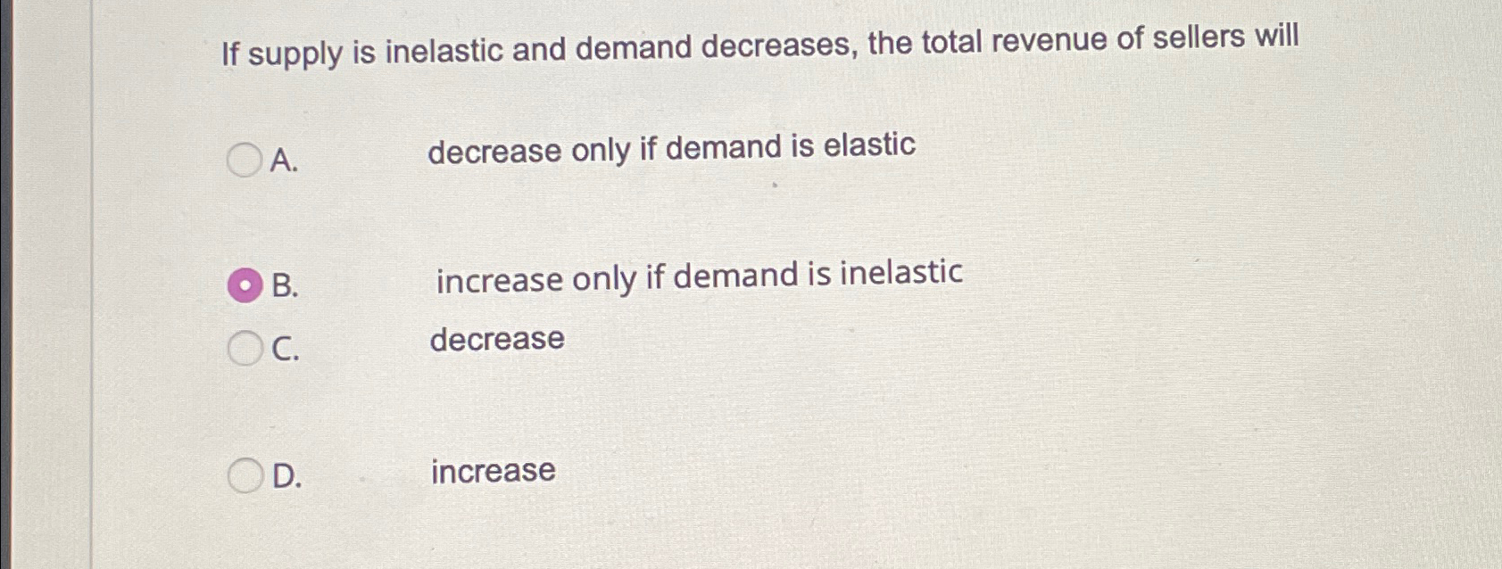 Solved If supply is inelastic and demand decreases, the | Chegg.com