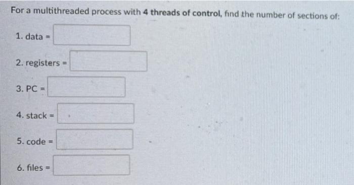 Solved For a multithreaded process with 4 threads of | Chegg.com