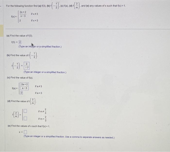 Solved For The Following Function Find (a)f(3), (b)f(−21), | Chegg.com