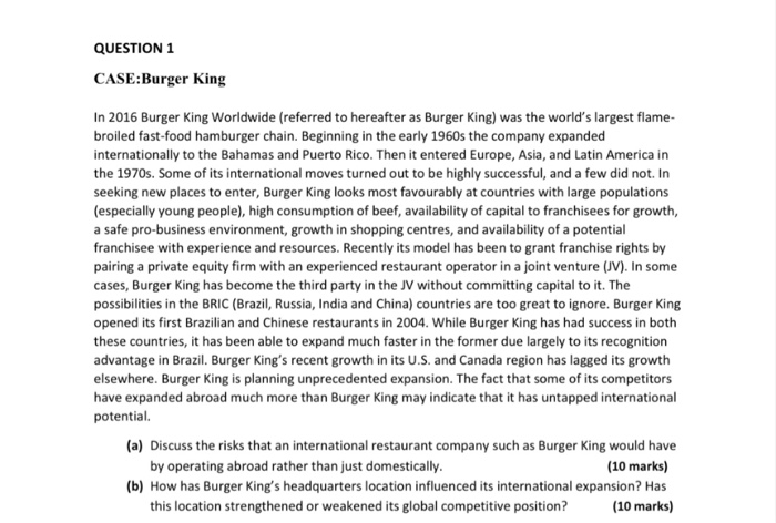 burger king case study answers