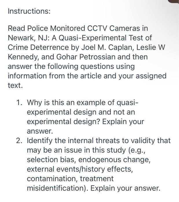 Solved Instructions: Read Police Monitored CCTV Cameras in | Chegg.com