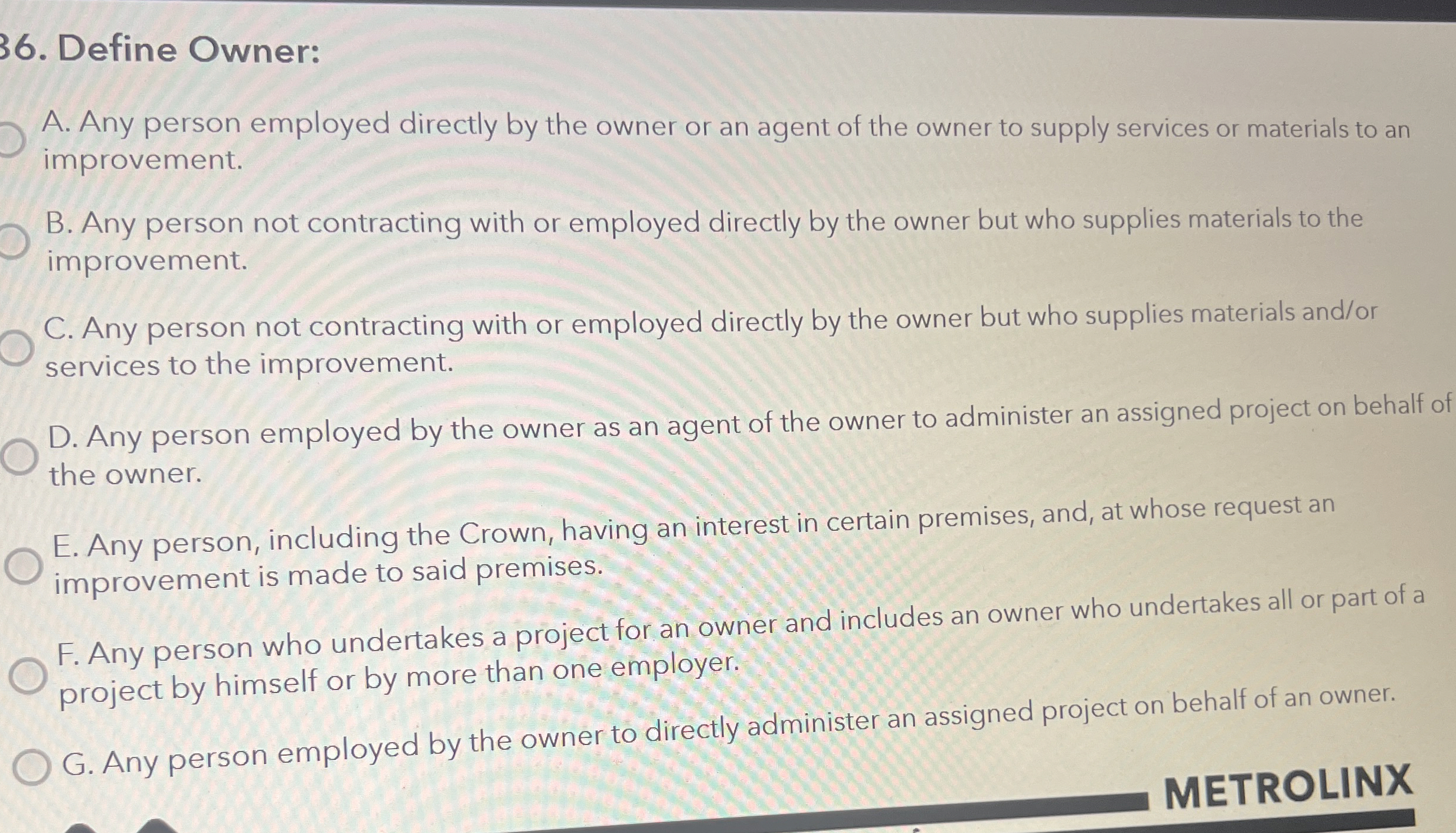 Solved Define Owner:A. ﻿Any person employed directly by the | Chegg.com