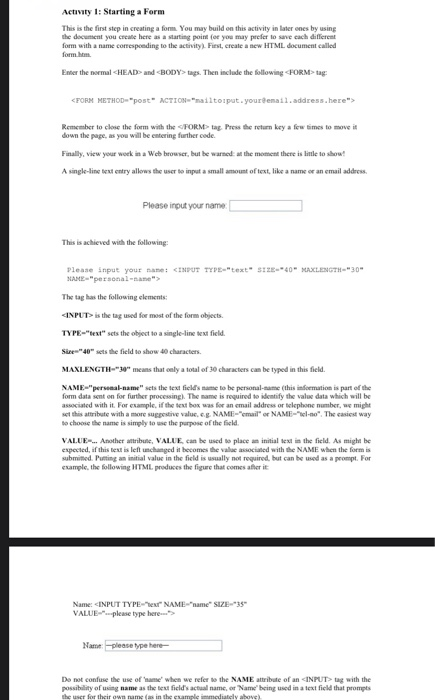 Solved Activity 1: Starting a Form This is the first step in | Chegg.com