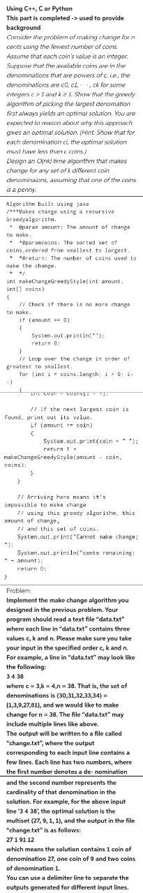 Solved Using C++, C or Python This part is completed -> used | Chegg.com