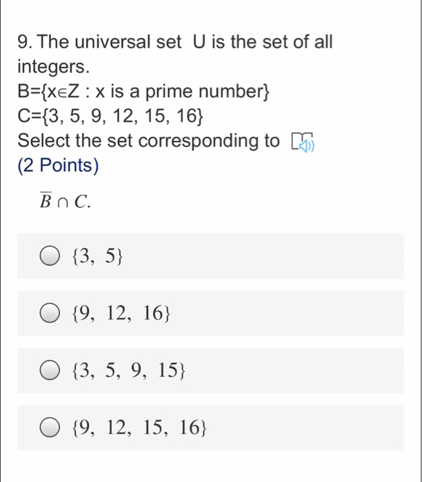 Solved 9 The Universal Set U Is The Set Of All Integers Chegg Com