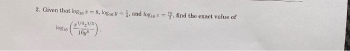 value of log 2 16 is