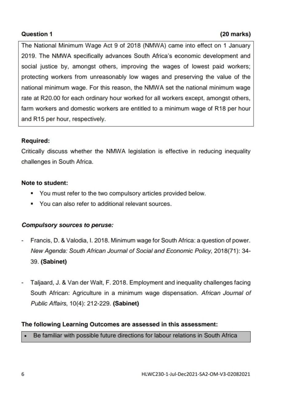 The National Minimum Wage Act 9 Of 2018 Nmwa