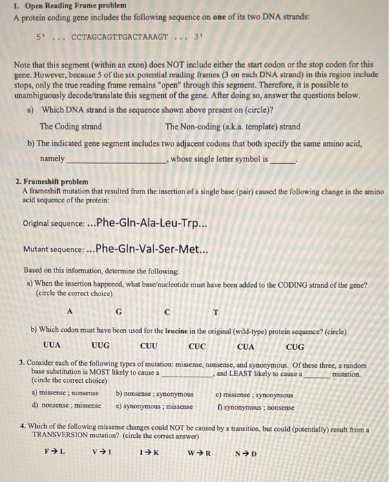 Solved GENETICS!!!! Please answer questions 1 a and b. | Chegg.com