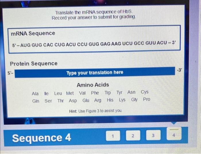 Solved Translate the mRNA sequence of HbS Record your answer | Chegg.com
