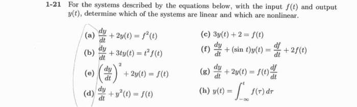 Solved 1-21 For the systems described by the equations | Chegg.com