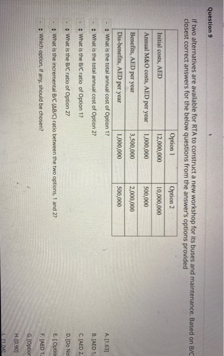 Solved Question 9 If Two Alternatives Are Available For R Chegg Com