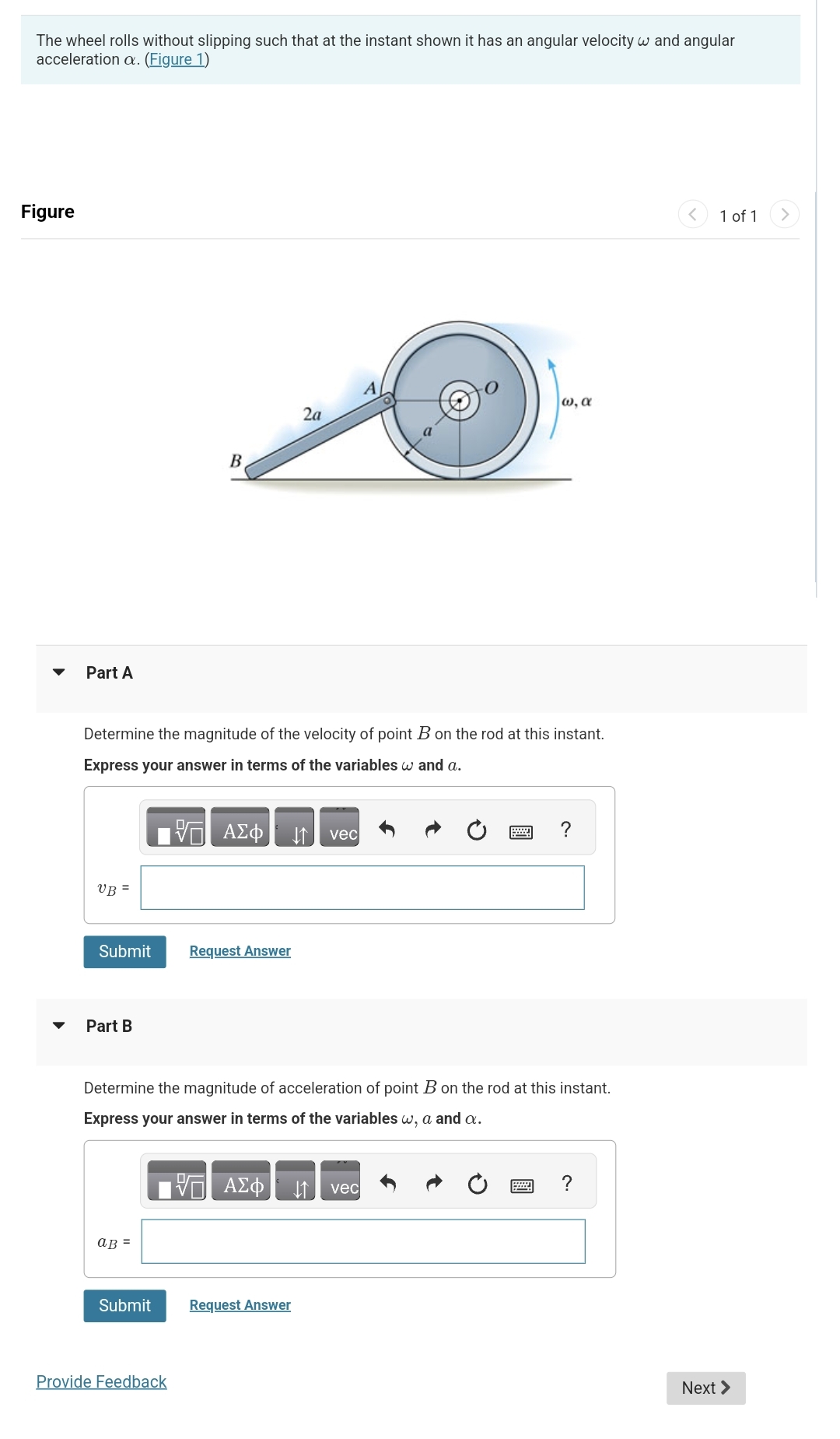Solved The wheel rolls without slipping such that at the | Chegg.com