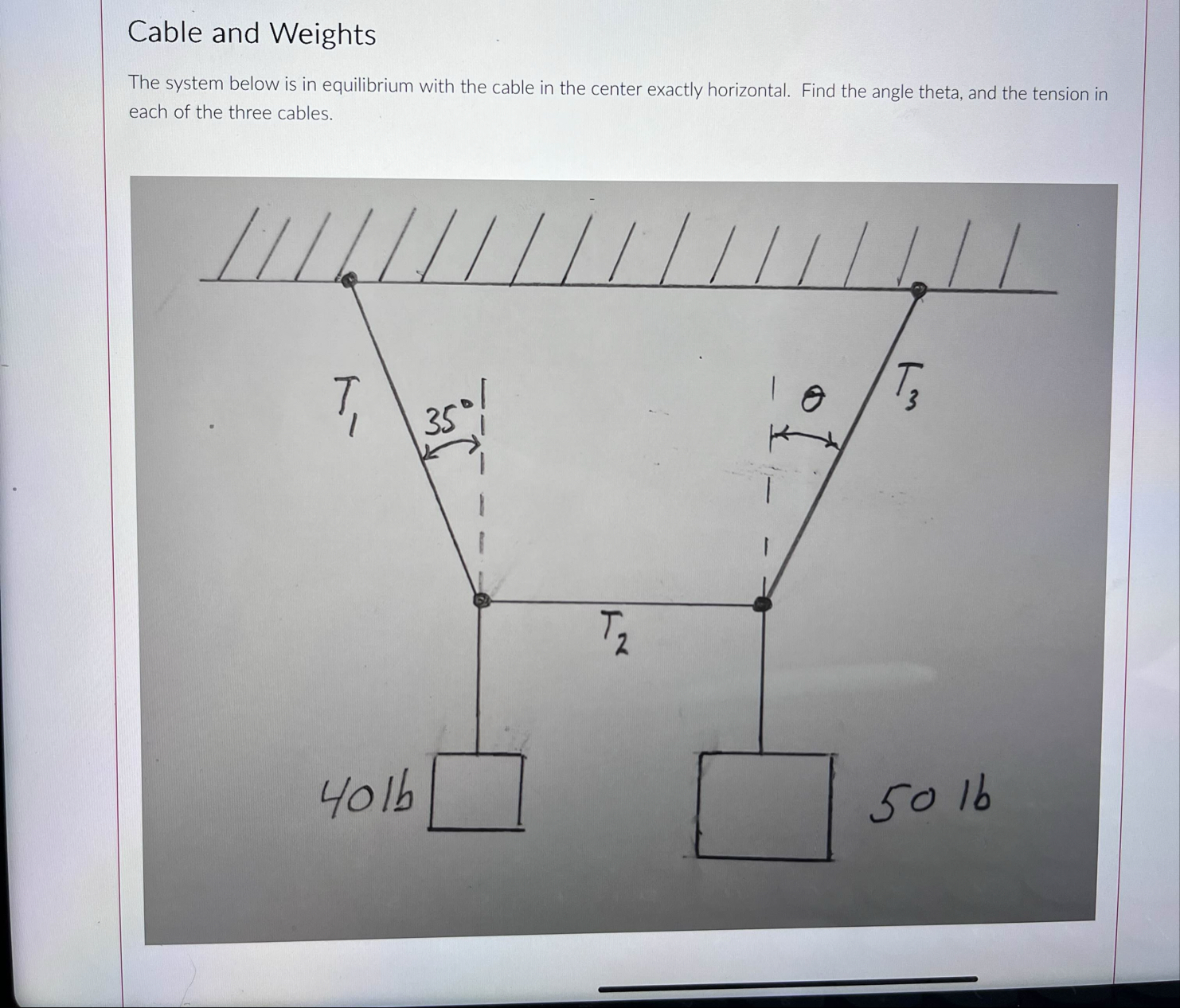 Solved Cable and WeightsThe system below is in equilibrium | Chegg.com