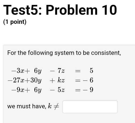 Solved Test5: Problem 10(1 ﻿point)For the following system | Chegg.com