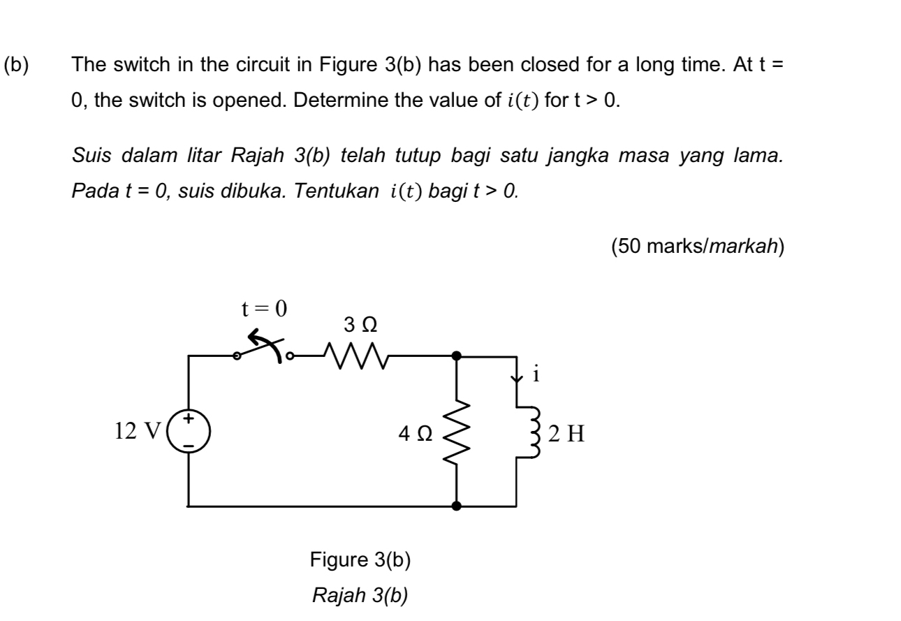 [Solved]: (b) The Switch In The Circuit In Figure 3(b) Has B