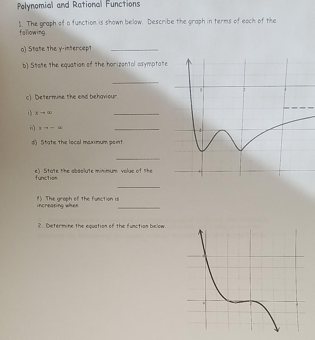 Solved Polynomial and Rational Functions 1. The graph of a | Chegg.com
