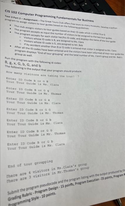 Solved CIS 102 Computer Programming Fundamentals for | Chegg.com