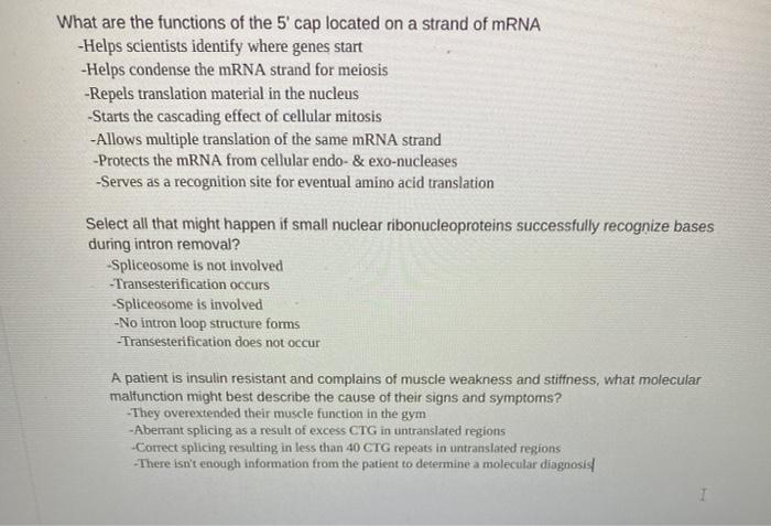 Solved What are the functions of the 5' cap located on a | Chegg.com