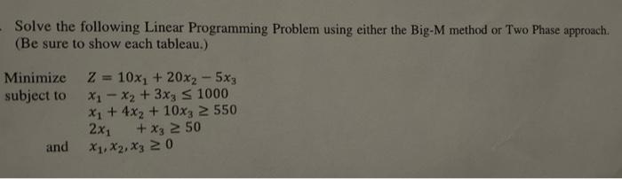 Solved Solve The Following Linear Programming Problem Using | Chegg.com