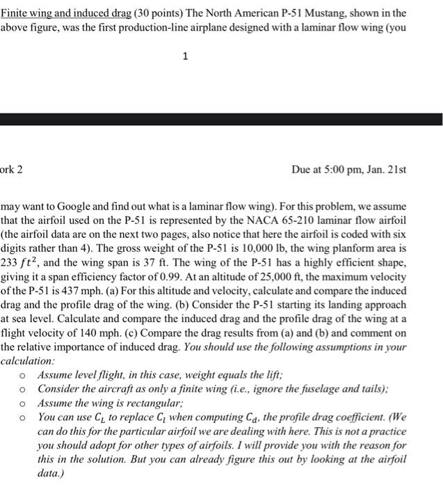 Solved Finite wing and induced drag (30 points) The North | Chegg.com