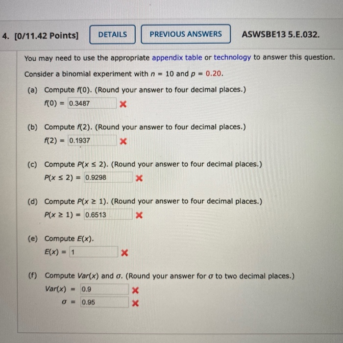 Solved 4. [0/11.42 Points] DETAILS PREVIOUS ANSWERS ASWSBE13 | Chegg.com