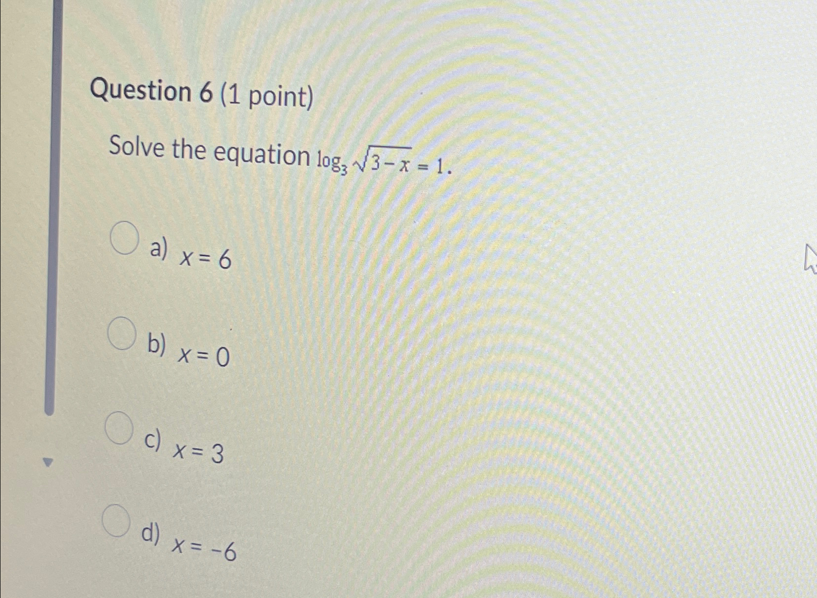 Solved Question 6 (1 ﻿point)Solve the equation | Chegg.com