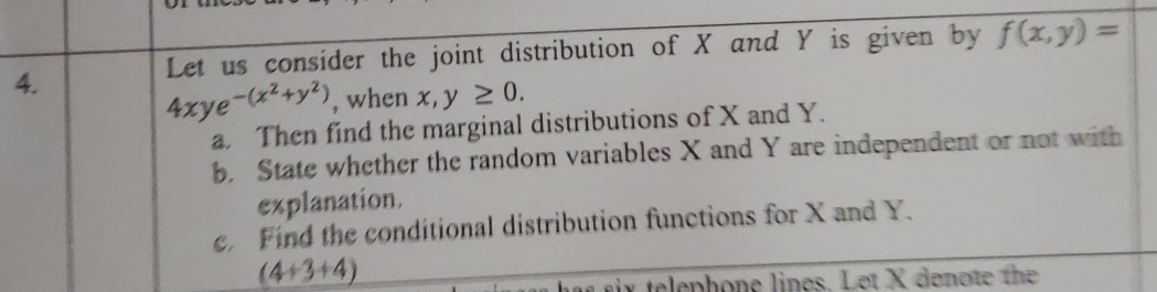 Solved 4Let us consider the joint distribution of X and Y is | Chegg.com