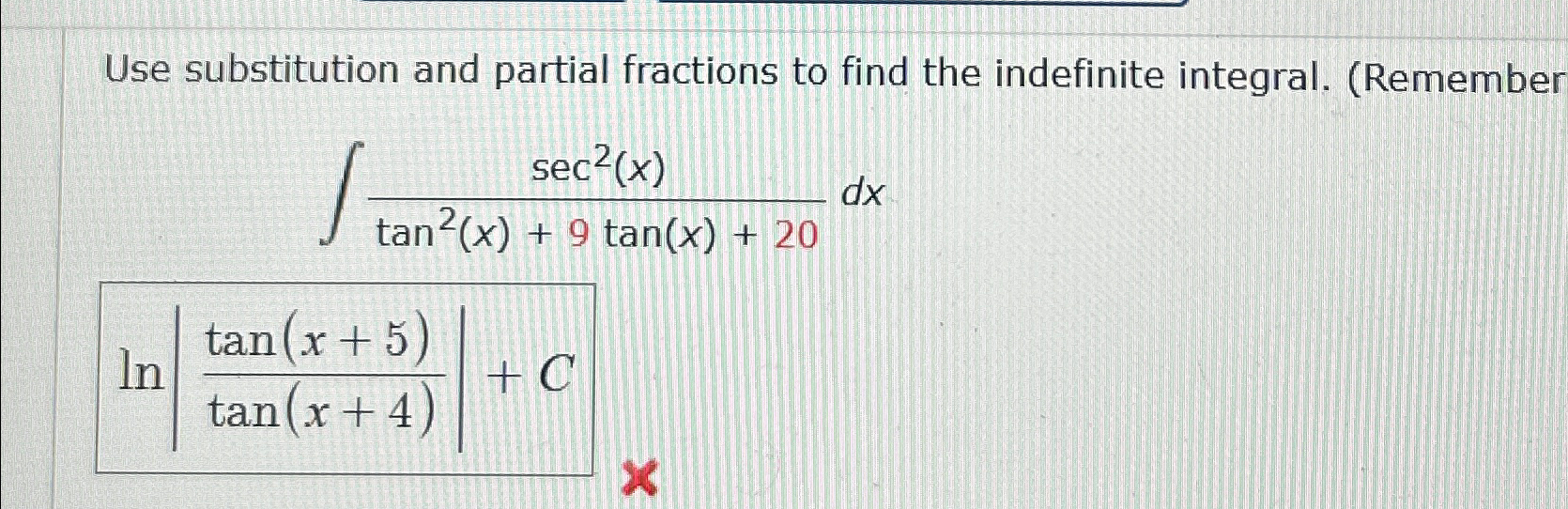 Solved use substitution and partial fractions to find the chegg