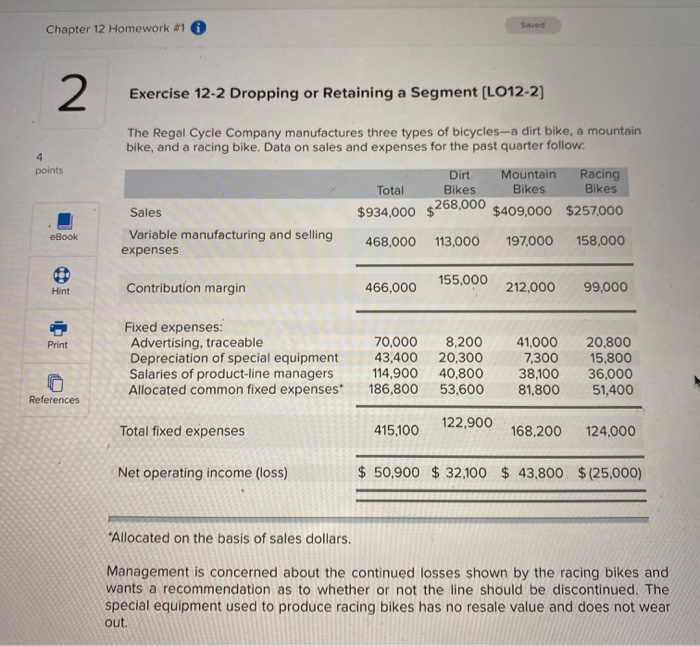 Solved Swed Chapter 12 Homework #1 Exercise 12-2 Dropping or | Chegg.com